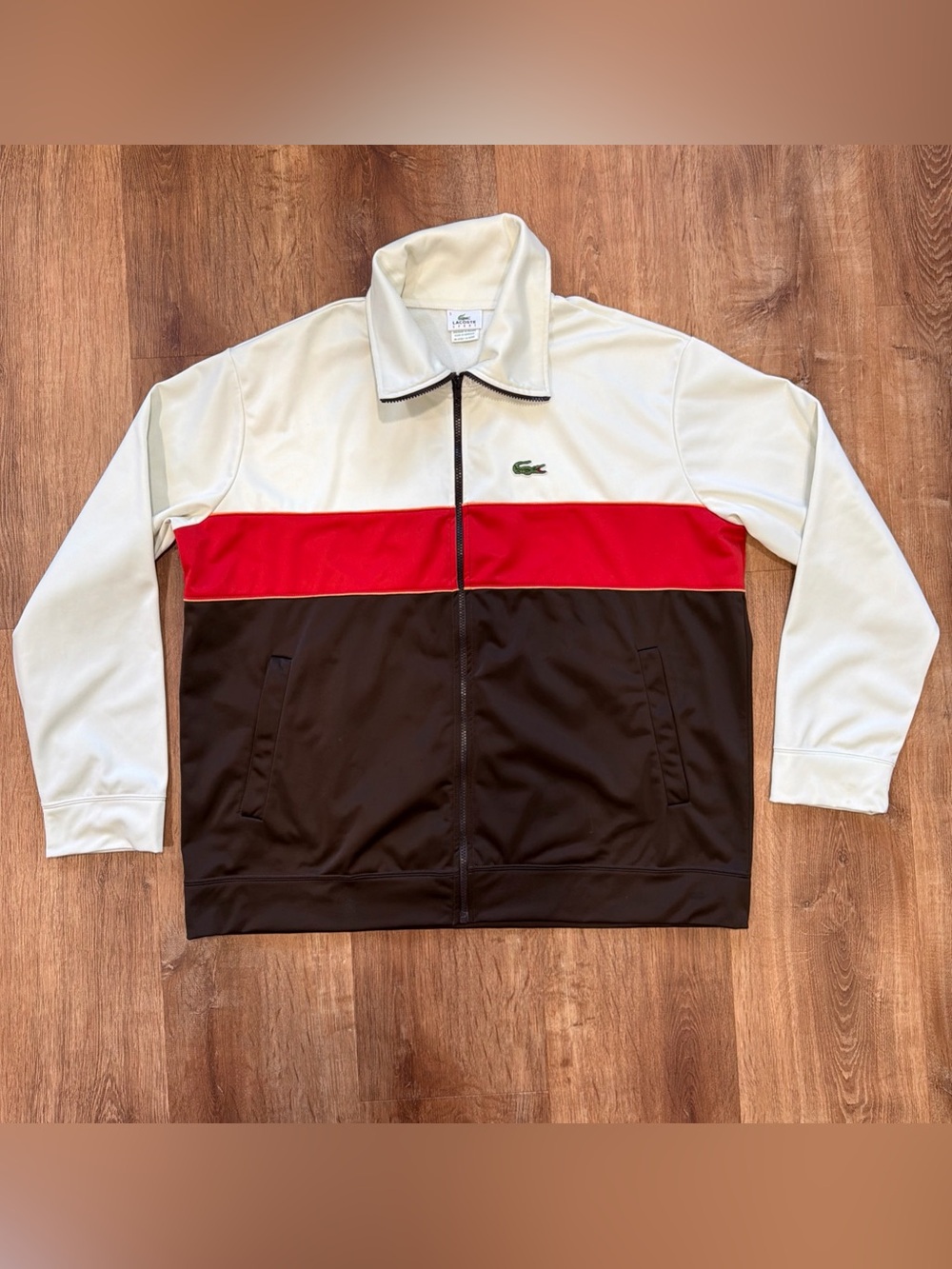 Lacoste Sport Track Jacket Mens 9 (4XL) Colorblock Full Zip Retro Logo